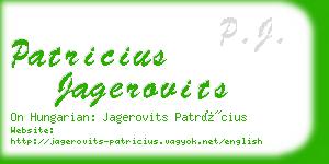 patricius jagerovits business card